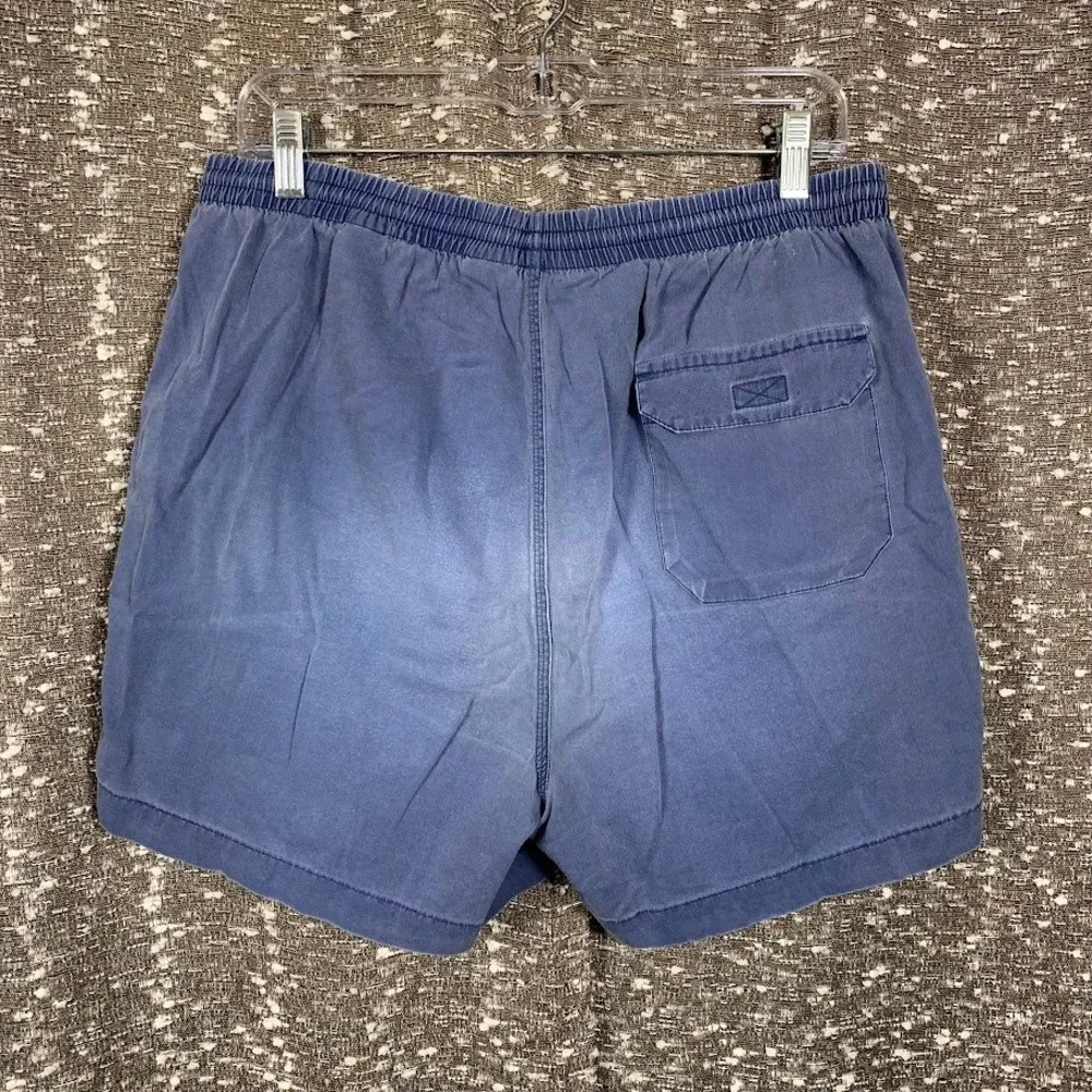 VTG Eddie Bauer Black Label Mens Medium Blue Deck Shorts Elastic Waist 90s